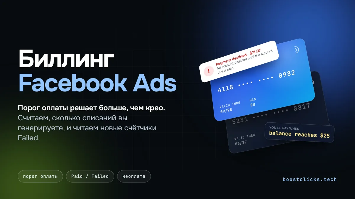 Биллинг Facebook Ads: порог оплаты, счётчики Failed и неоплата Биллинг Facebook Ads: порог оплаты, счётчики Failed и неоплата